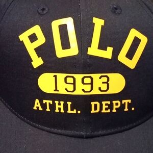 NWOT, Polo Ralph Lauren, Midnight Blue & Yellow Hat, Clip in Strap